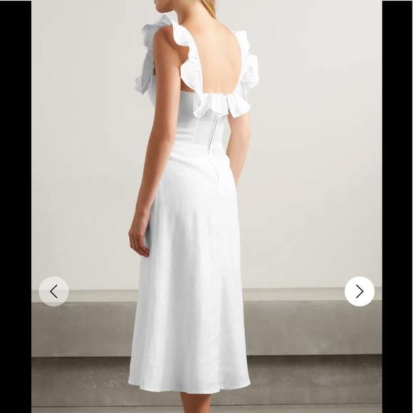 ☀️REFORMATION Amethyst linen midi dress with slit & ruffles - Picture 3 of 14